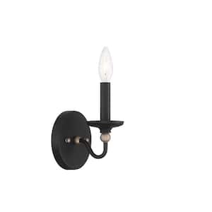 Westchester County 1-Light Sand Black with Skyline Gold Leaf Wall Sconce