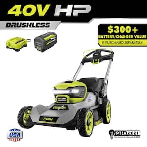 40V HP Brushless 21 in. Battery Walk Behind Multi-Blade Push Lawn Mower with 7.5 Ah Battery and Rapid Charger