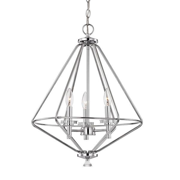 Home Decorators Collection Marin 3-Light Polished Chrome Pendant with Crystal Accents