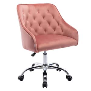 Pink Velvet Office Chairs with Sloped Arms
