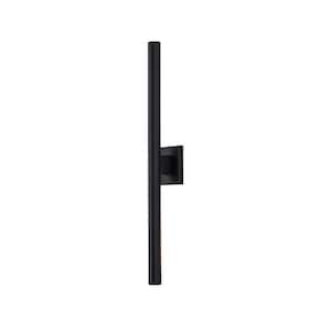 26 in. Black 2-Light 26-Watt Dimmable LED Outdoor Hardwired Wall Lantern Sconce with Frosted Glass Diffuser
