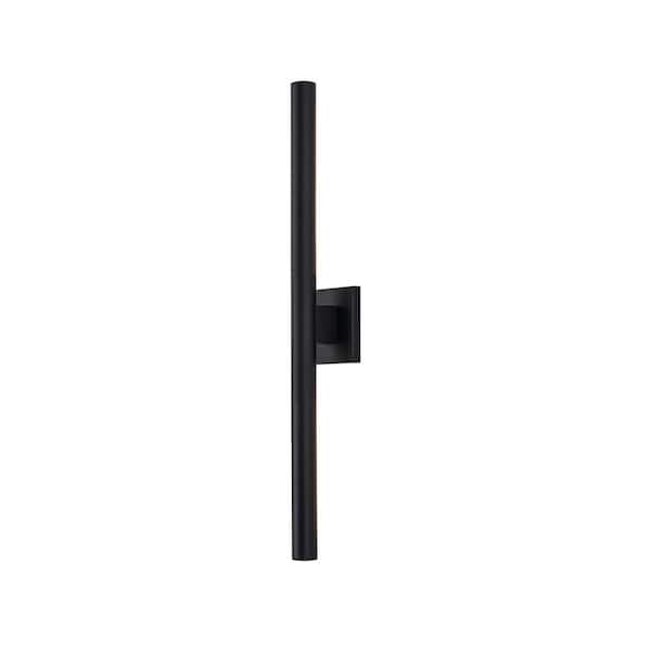 C Cattleya 26 in. Black 2-Light 26-Watt Dimmable LED Outdoor Hardwired Wall Lantern Sconce with Frosted Glass Diffuser