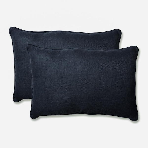 Pillow Perfect Solid Blue Rectangular Outdoor Lumbar Throw Pillow 2-Pack