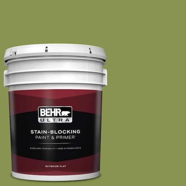 BEHR ULTRA 5 gal. #M360-6 Bold Avocado Flat Exterior Paint & Primer