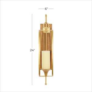 24 in. Gold Metal Single Candle Wall Sconce