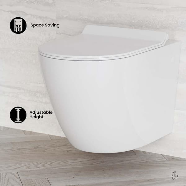 Swiss Madison St. Tropez Wall Hung Elongated Toilet Bundle in Glossy White  SM-WK449-01W - The Home Depot