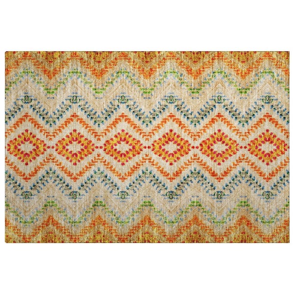 Dream Shag Premium Machine Washable Abstract ADS683 Ivory 2 ft. x 3 ft. Accent Rug