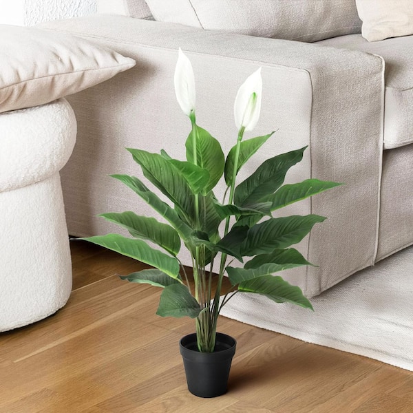 30 in. Real Touch White Artificial Peace Lily Plant Spathiphyllum in Pot