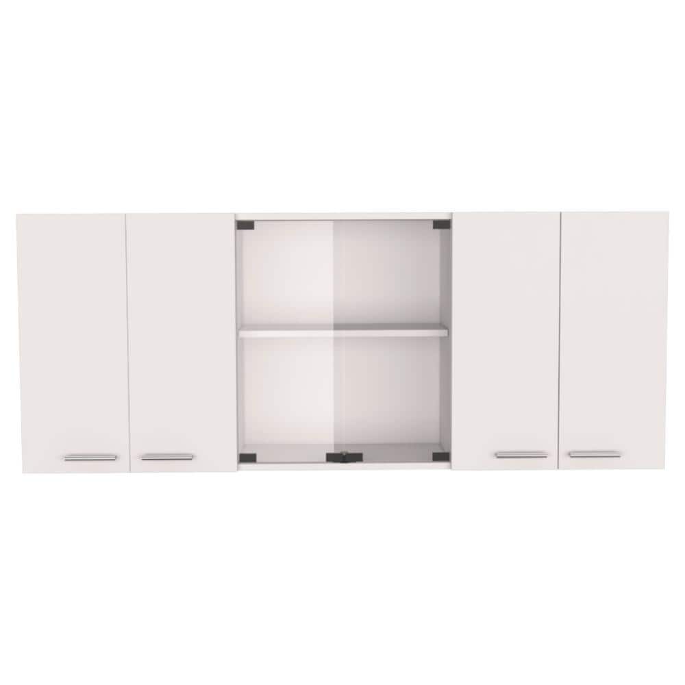 59 in. W x 12.4 in. D x 24 in. H Kitchen Storage Wall Cabinet in White 4 Doors with 2 Internal Shelves & Internal Plate price history on PriceWatchPro