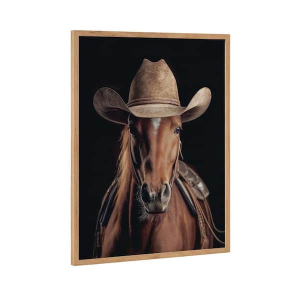 Gallery Horse Wearing a Western Cowboy Hat by Natural Framed Art Print 16 in. x 20 in.