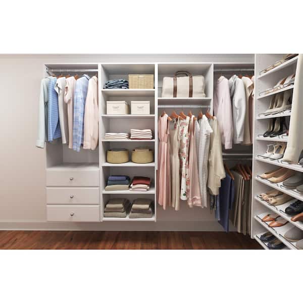 Vertical Hanging Tower Closet Storage Solution Organizer Accessory Kit with  Clothes Rod and 2 Open Shelves, Truffle