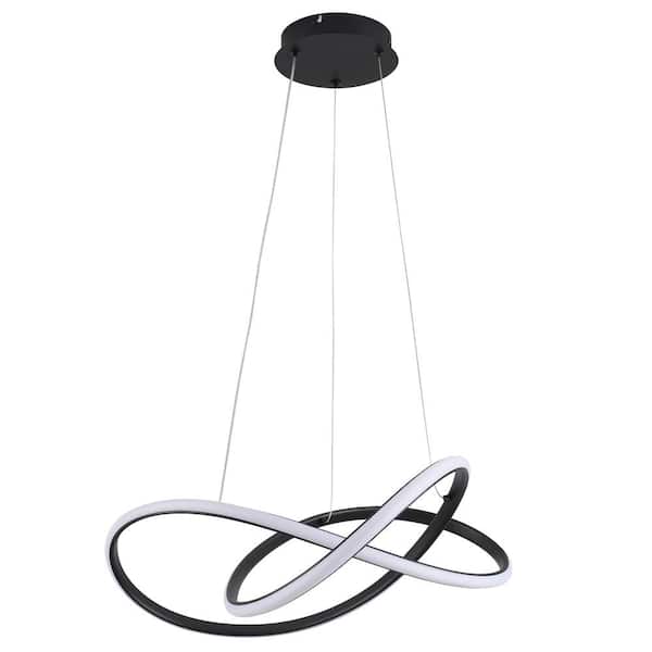 ADSENSTY 1 - Light Dimmable Black Unique Modern Linear LED Chandelier for Dining Room