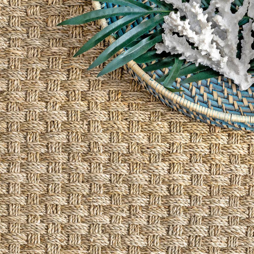 Easy Care Beige Seagrass 8' x 10' Rectangular Area Rug