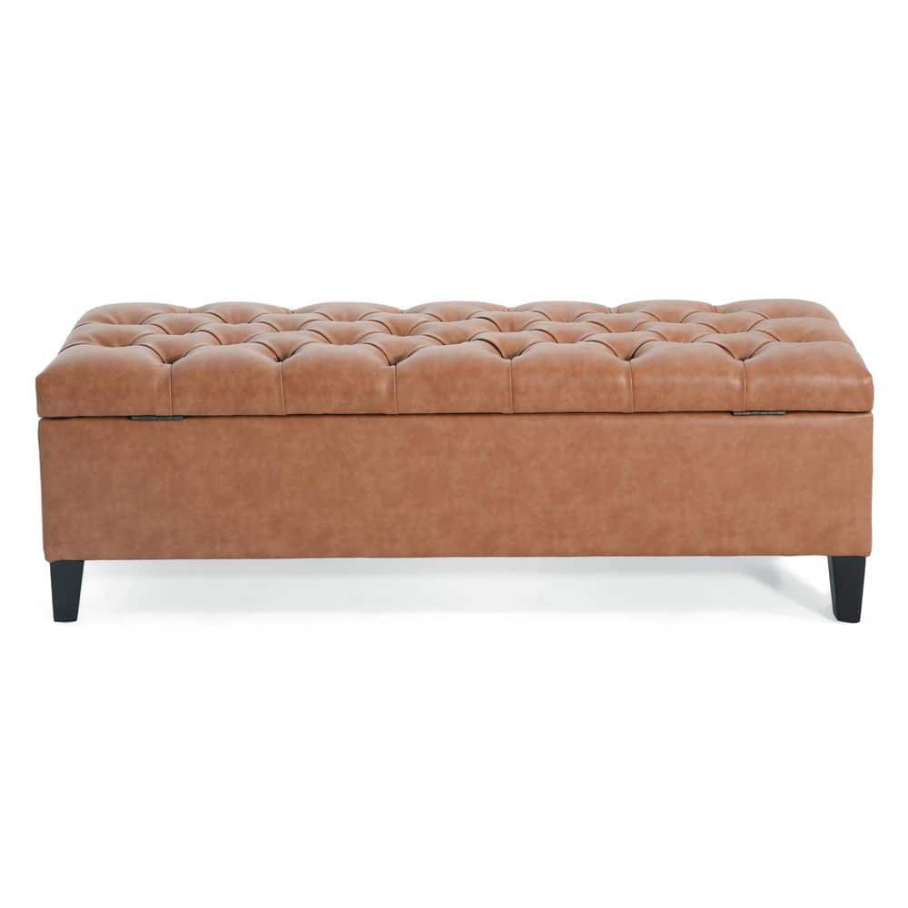 Dark Blue Tufted Fabric Storage Bench - thumbnail 5