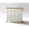 CROSLEY FURNITURE Full Size White Kitchen Cart with Natural Wood Top ...