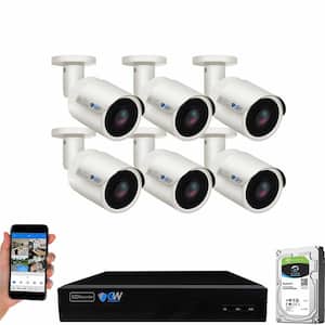 8-Channel 8MP 2TB NVR Security Camera System 6 Wired Bullet Cameras 2.8mm Fixed Lens Human/Vehicle Detection Mic
