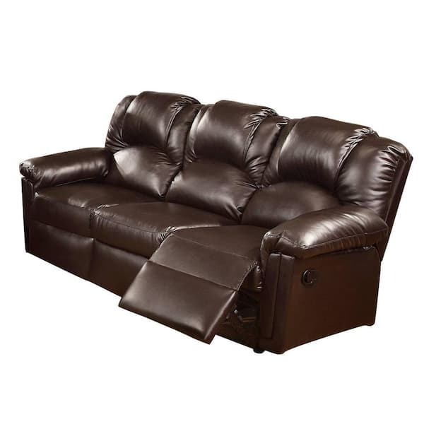 SIMPLE RELAX 80 in. Espresso Faux Leather 3-Seater Sofa with Reclining