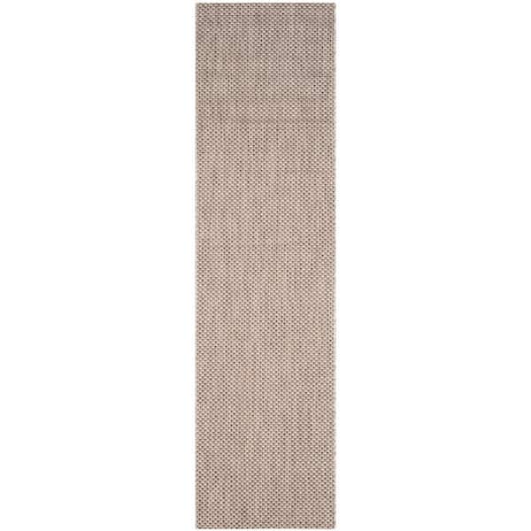 Courtyard Beige/Brown 2 ft. x 20 ft. Solid Distressed Indoor/Outdoor Patio  Runner Rug