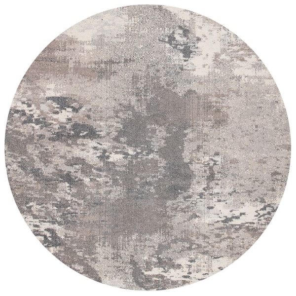 SAFAVIEH Madison Beige/Grey 7 ft. x 7 ft. Abstract Gradient Round Area Rug