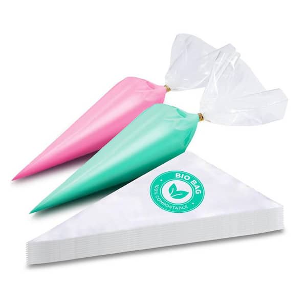 12 in. Compostable Plant-Based Pastry Bags Clear Finish Disposable Icing Bag with Anti Burst Feature 100 Pack