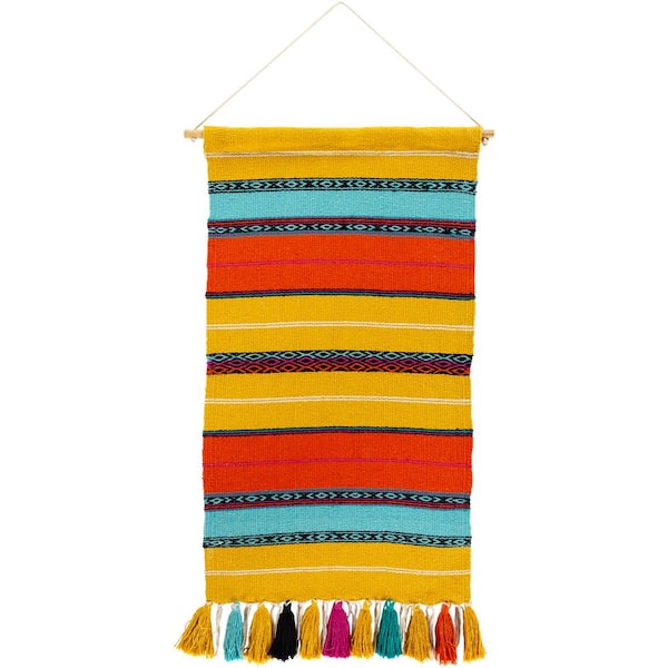 Jaden 18 in. x 36 in. Bright Yellow Wall Hanging