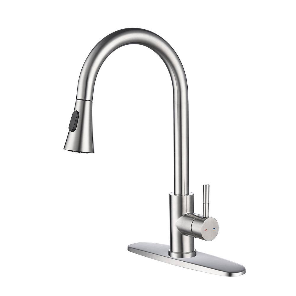 Single Handle Pull Out Sprayer Kitchen Faucet Deckplate Included in Brushed Nickel price history on PriceWatchPro