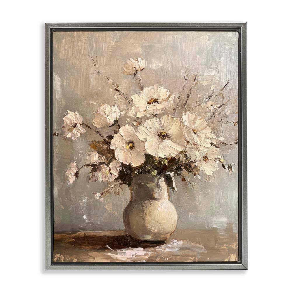 Lovely Heirloom Bouquet by Petal Prints Design Gray Floater Frame Nature Graphic Art Print 21 in. x 17 in. price history on PriceWatchPro