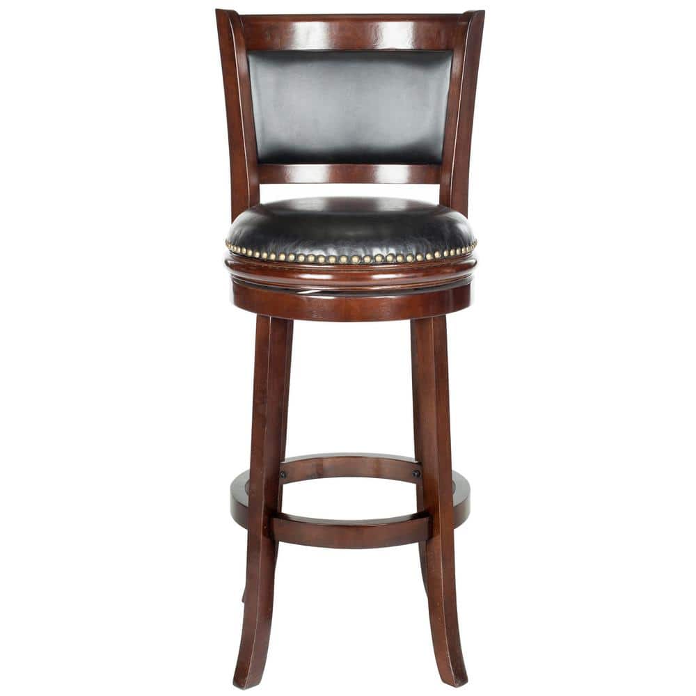 Cappuccino and Black Swivel Bar Stool with Leather Seat