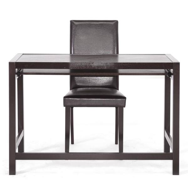 Baxton Studio Astoria 2-Piece Dark Brown Desk and Chair Set