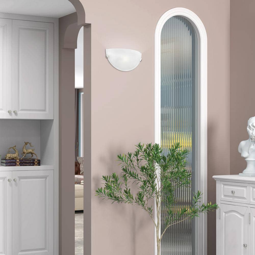 12.25" Brushed Nickel and White Wall Sconce Light
