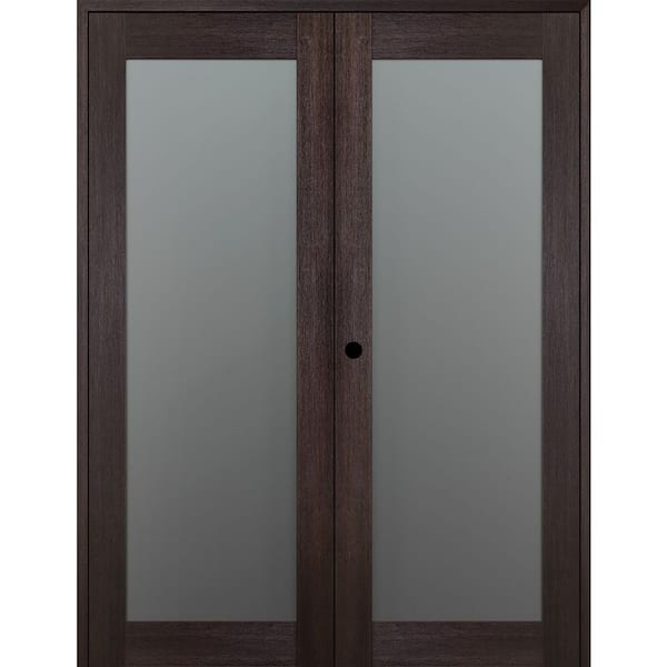 Avon 207 N 72 in. x 96 in. Right Active Full Lite Frosted Glass Veralinga Oak Wood Composite Double Prehung French Door