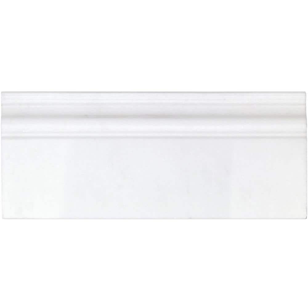 White Polished Marble Bullnose Tile Trim 12" x 4.75"
