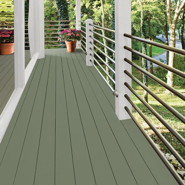 BEHR DECKplus 5 gal. #ST-126 Woodland Green Semi-Transparent Waterproofing  Exterior Wood Stain 307705 - The Home Depot