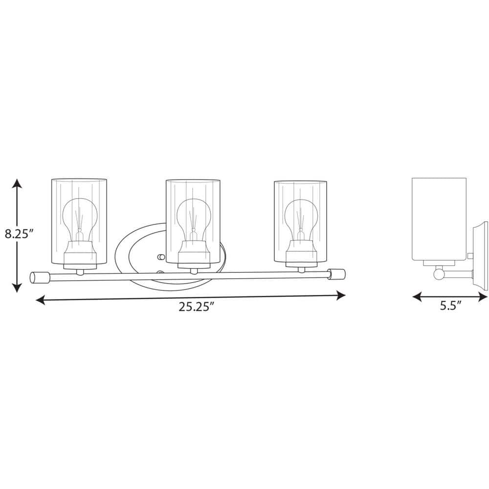Riley Brushed Nickel 3-Light Bath Vanity with Clear Glass Shades