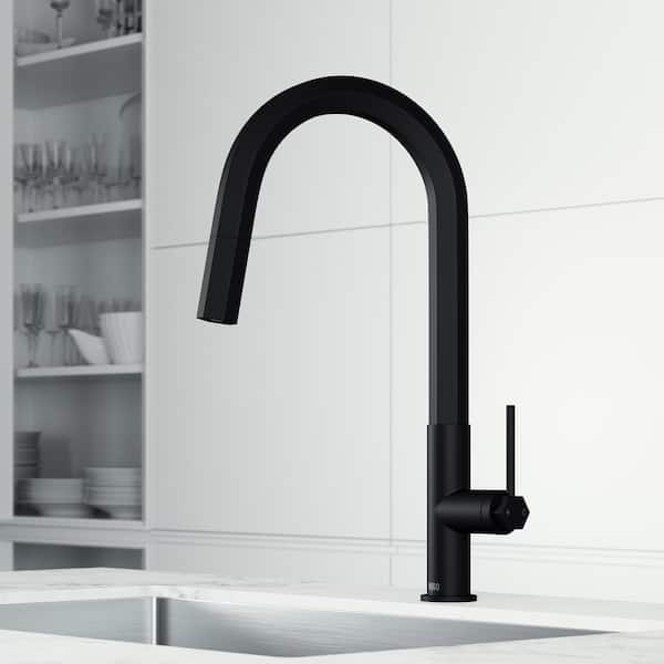 Hart Hexad Single Handle Pull-Down Spout Kitchen Faucet in Matte Black