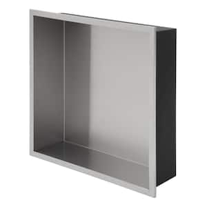 13 in. x 13 in. Brushed Nickel Stainless Steel Wall Mounted Shower Niche Single Shelf