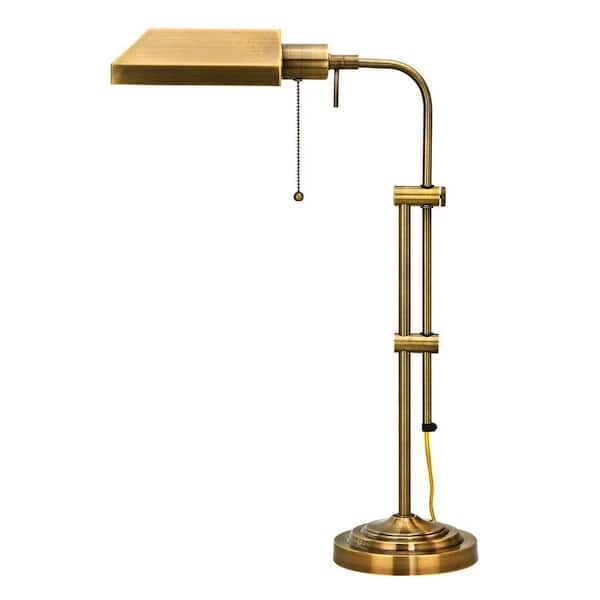 HomeRoots 26 in. Bronze Standard Light Bulb Bedside Table Lamp with Bronze Metal Shade
