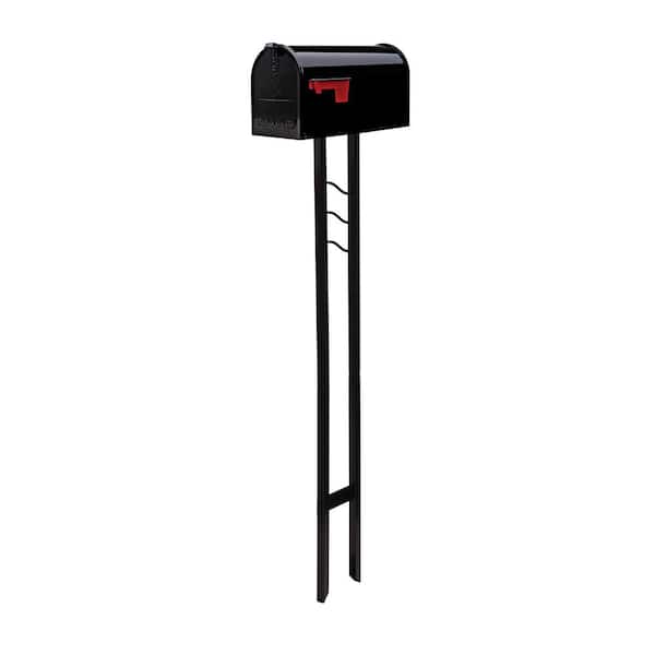 Architectural Mailboxes Mailbox To Go Black, Medium, Steel, All-In-One Mailbox and Post Combo
