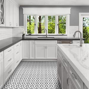 Taza Black and White Morning 8 in. x 8 in. Cement Handmade Floor and Wall Tile (Box of 8/3.45 sq. ft.)