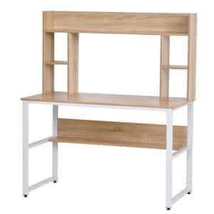47.25 in. Oak Writing Computer Desk with Storage Shelves and Hutches