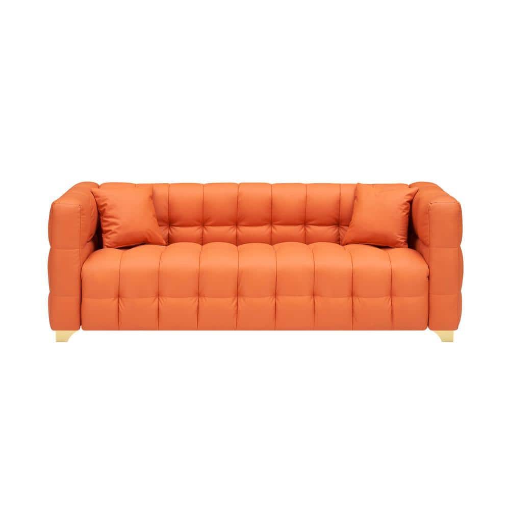 Z-joyee 80 in. Wide Square Arm Faux Leather Rectangle Modern