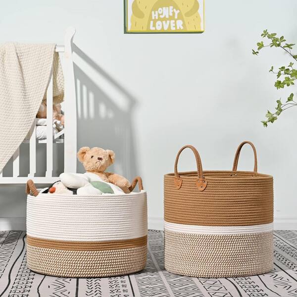 thumbnail image 2 of Burakh Cotton Rope Storage Basket – Large Foldable Laundry Hamper, Handles & Heavy Duty 2 of 2