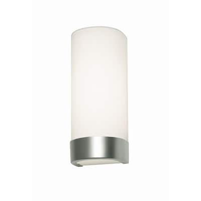 Evanston 2-Light Satin Nickel LED Wall Sconce With White Glass Shade