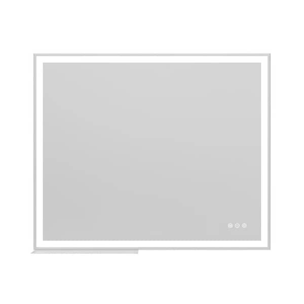 30 in W x 36 in H Rectangular Framed Waterproof LED Wall Mount Bathroom Vanity Mirror with Defogging Smart Function