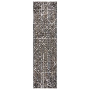 Apollo Bryce Charcoal 2 ft. x 8 ft. Abstract Indoor Runner Rug