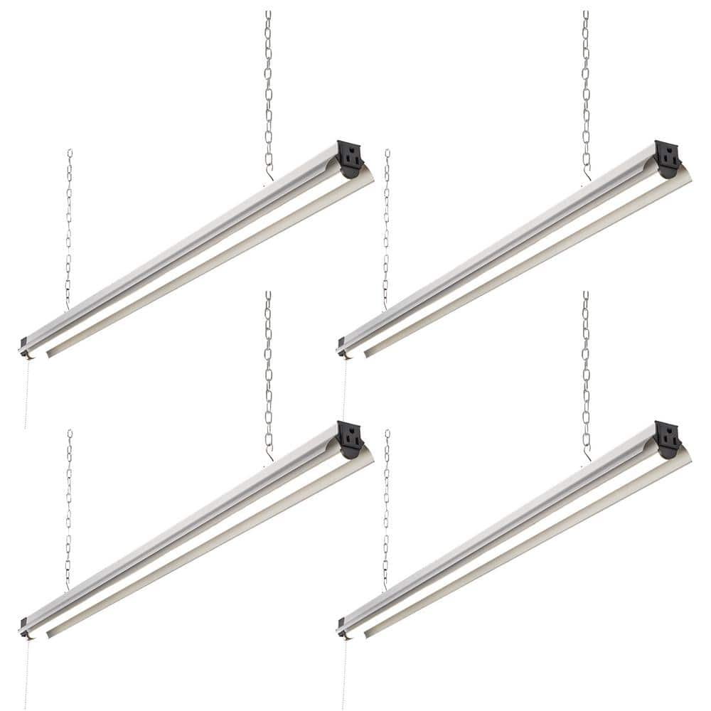 4 ft. 250-Watt Equivalent Integrated LED Silver Shop Light 4000K, Linkable 