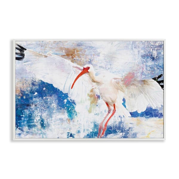 Stupell Industries Flying Stork Bird by Porter Hastings White Framed Animal Giclee Art Print 20 in. x 30 in.
