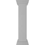 Plain 40 in. x 8 in. White Box Newel Post with Flat Capital and Base Trim (Installation Kit Included)