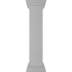 Plain 40 in. x 8 in. White Box Newel Post with Flat Capital and Base Trim (Installation Kit Included)