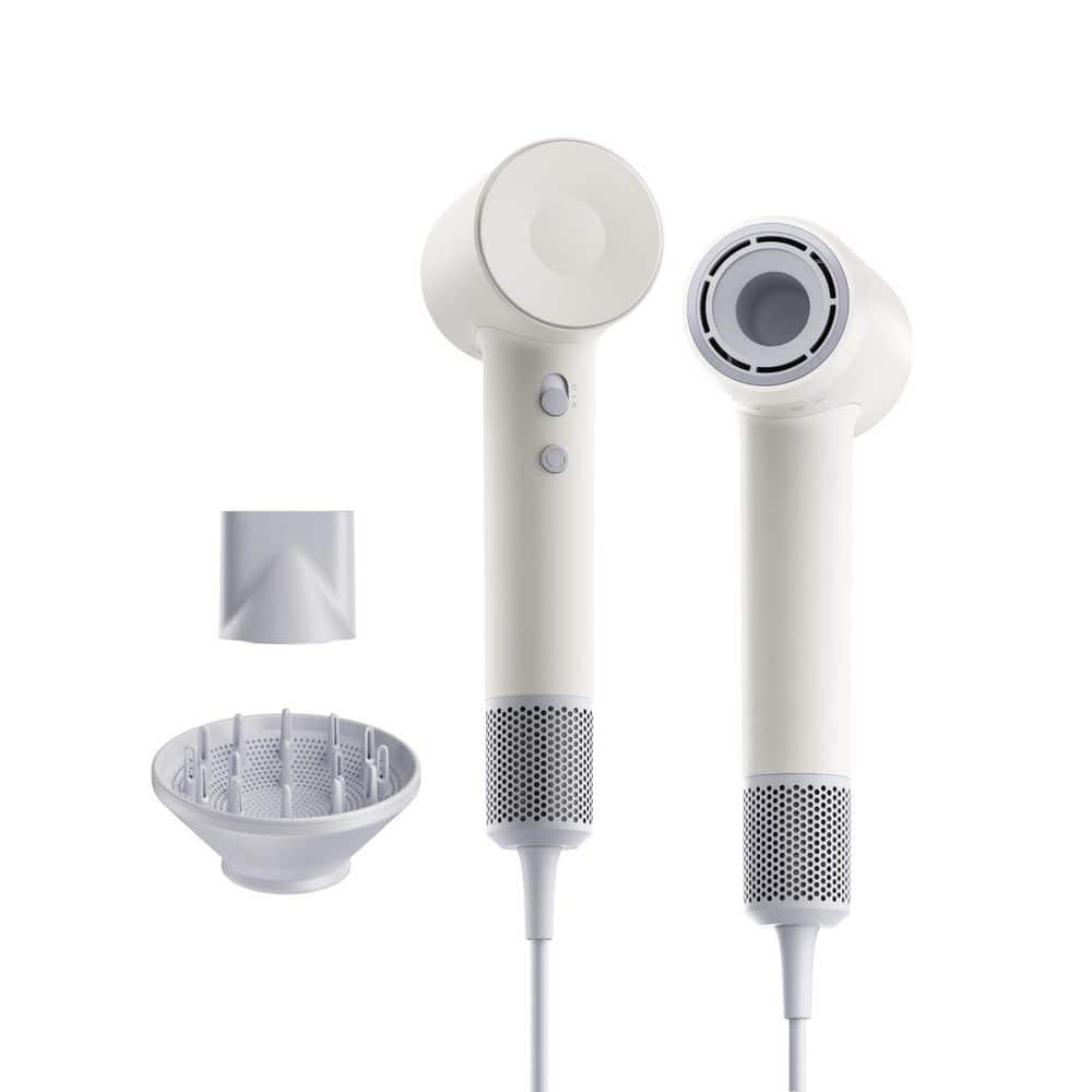 1-Piece Bath Accessory Set in White 1400-Watt Powerful Fast Drying High-Speed Low Noise Hairdryer w/Magnetic Attachments